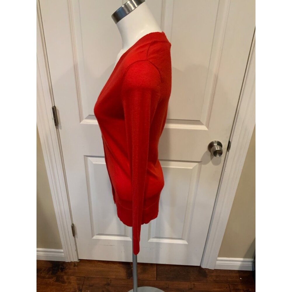 Tory Burch Red Thin Knit Gold Button Cardigan, Size Small - Picture 4 of 6